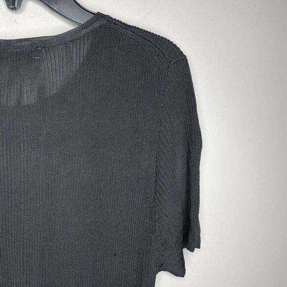 MADEWELL Sweater Tee Women Small Black Micro-Rib Knit Stretch Viscose NQ337 - Picture 6 of 13